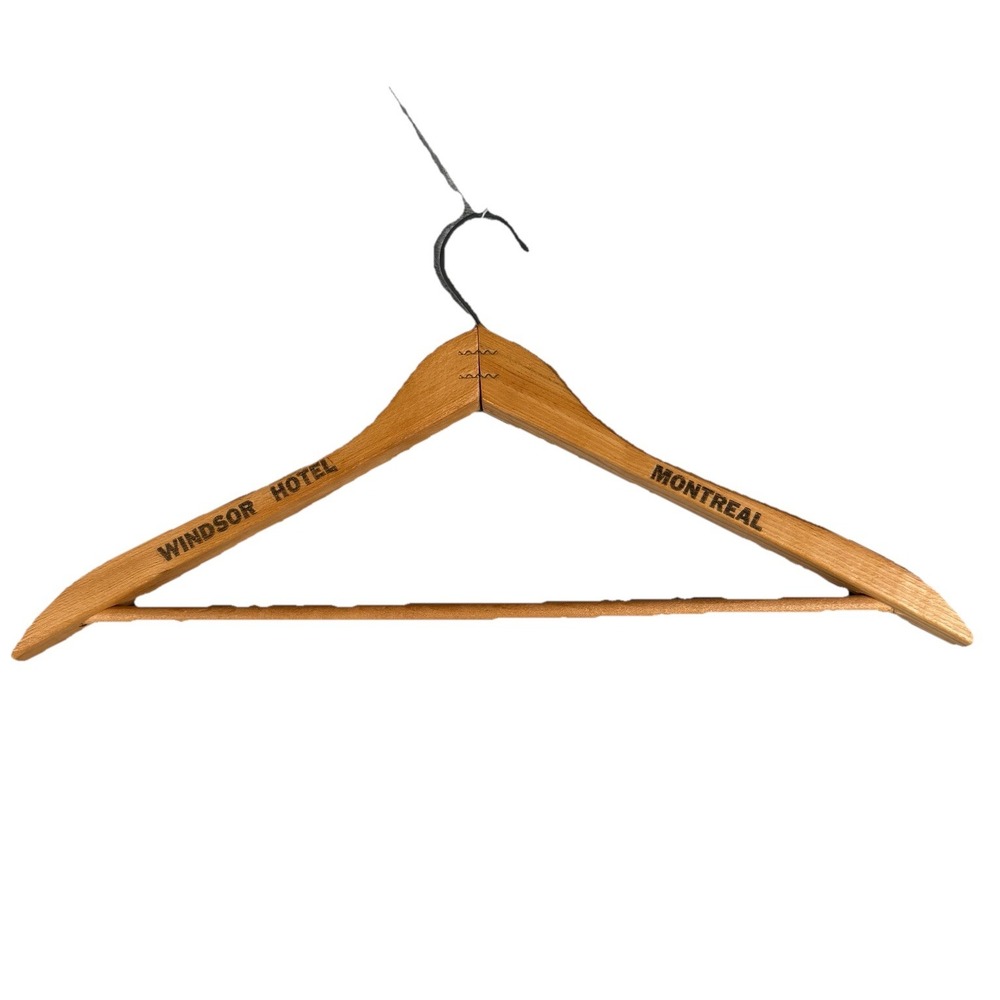 Vintage Wood Hanger Windsor Hotel Montreal Canada Advertising Clothes Storage